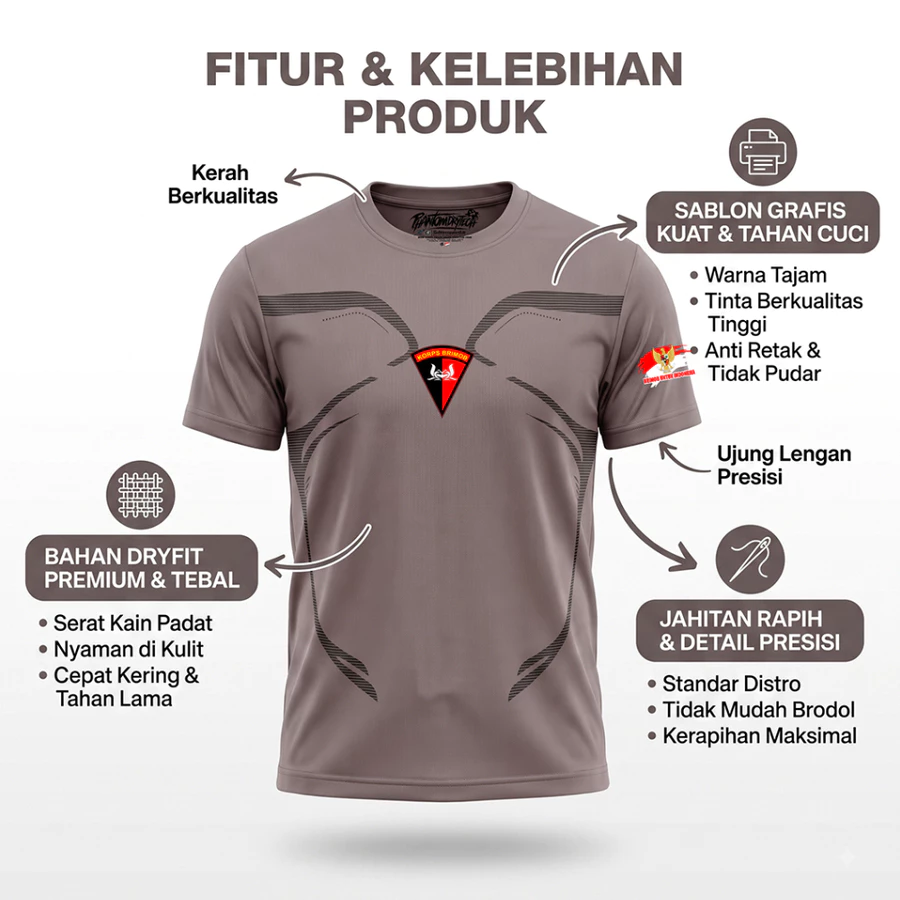 KAOS OLAHRAGA DRYFIT BRIMOB PREMIUM