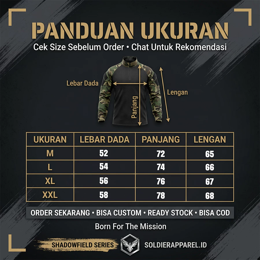 KAOS TACTICAL BDU PANJANG KERAH TINGGI
