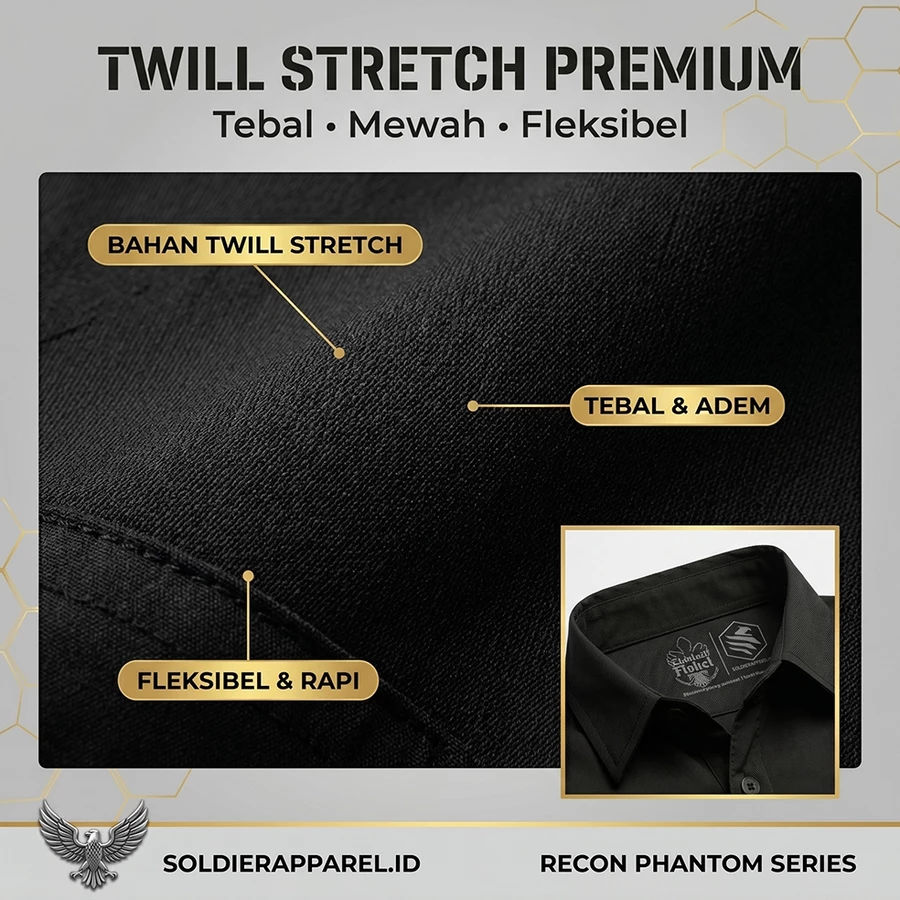 KEMEJA TACTICAL LENGAN PENDEK TWILL STRETCH