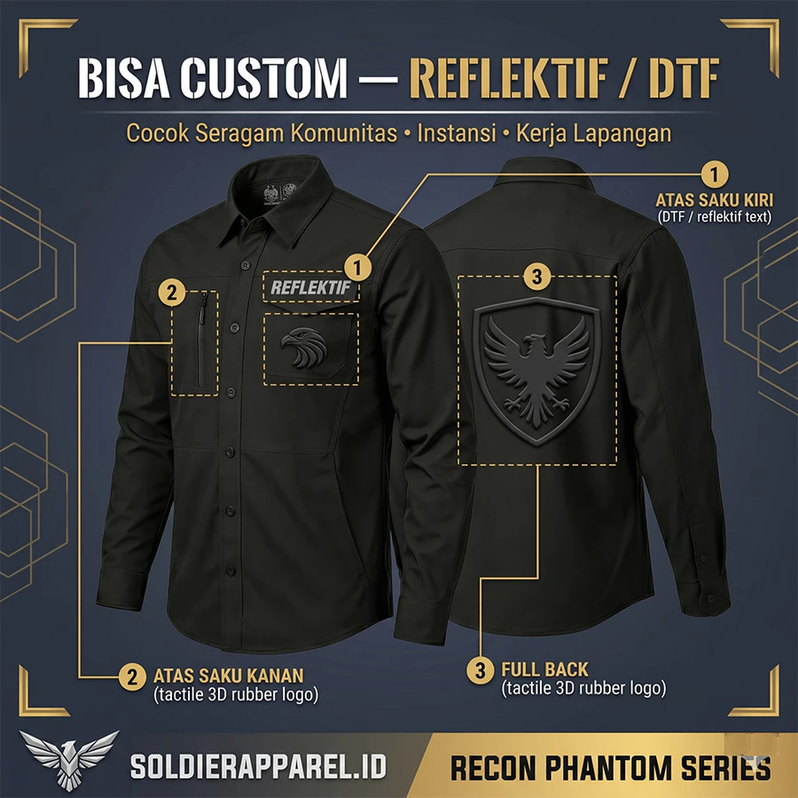 KEMEJA TACTICAL LENGAN PANJANG TWILL STRETCH