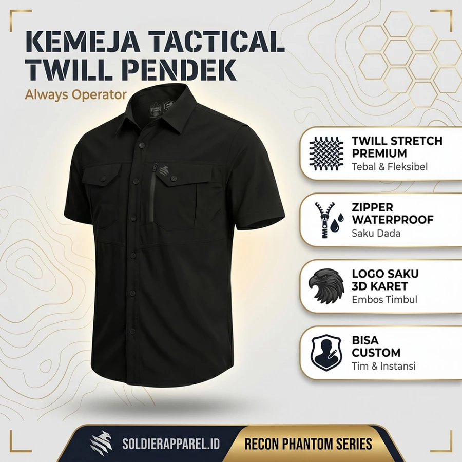 KEMEJA TACTICAL LENGAN PENDEK TWILL STRETCH