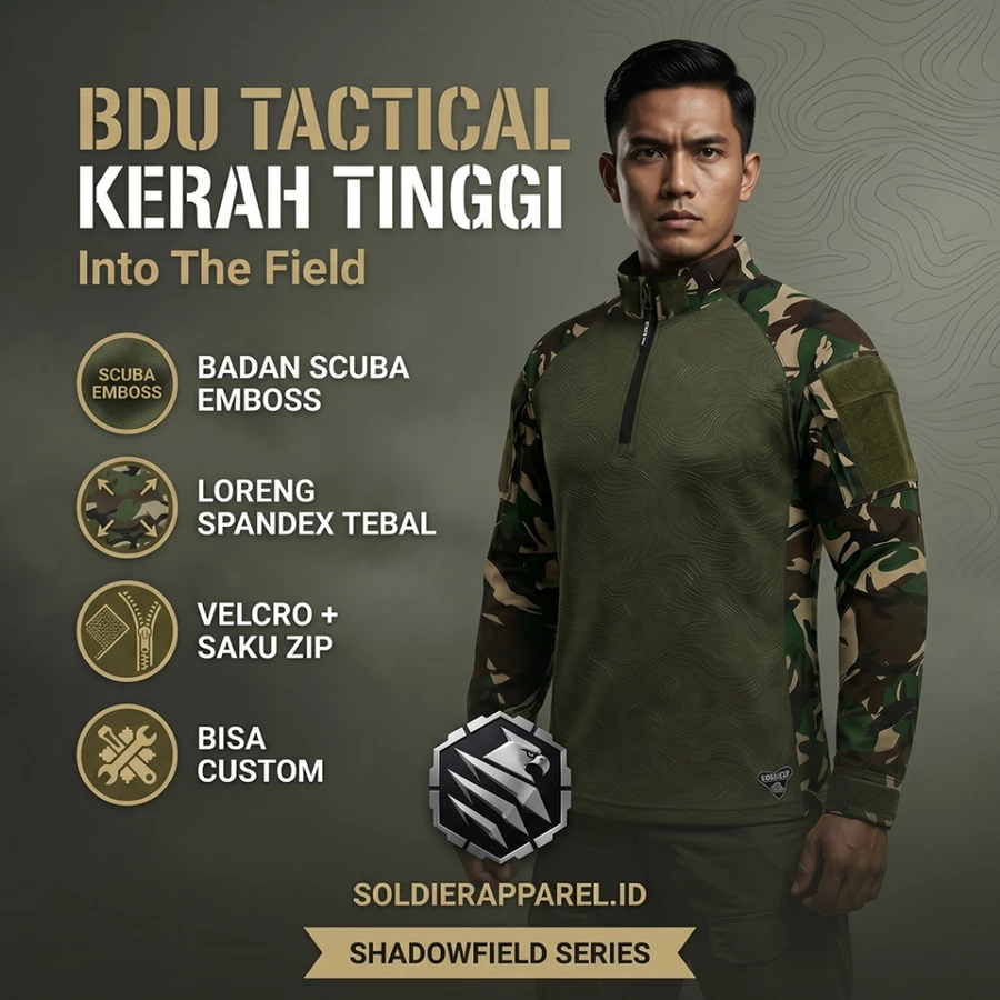 KAOS TACTICAL BDU PANJANG KERAH TINGGI