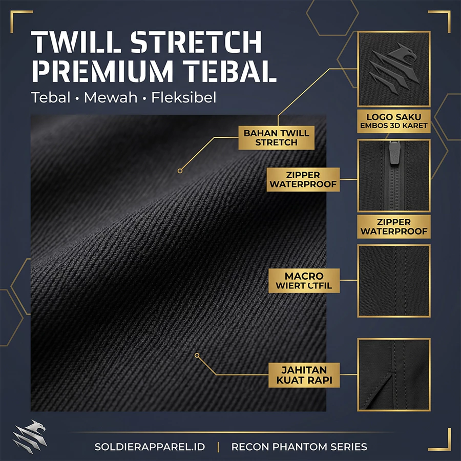 KEMEJA TACTICAL LENGAN PANJANG TWILL STRETCH