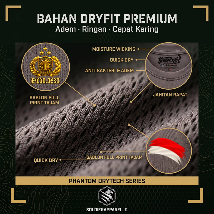 KAOS OLAHRAGA DRYFIT POLISI PREMIUM