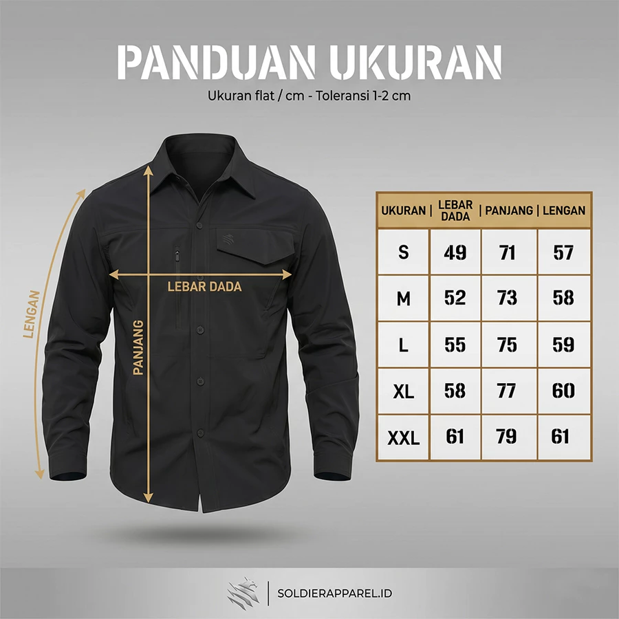 KEMEJA TACTICAL LENGAN PANJANG TWILL STRETCH