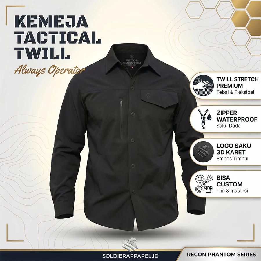 KEMEJA TACTICAL LENGAN PANJANG TWILL STRETCH