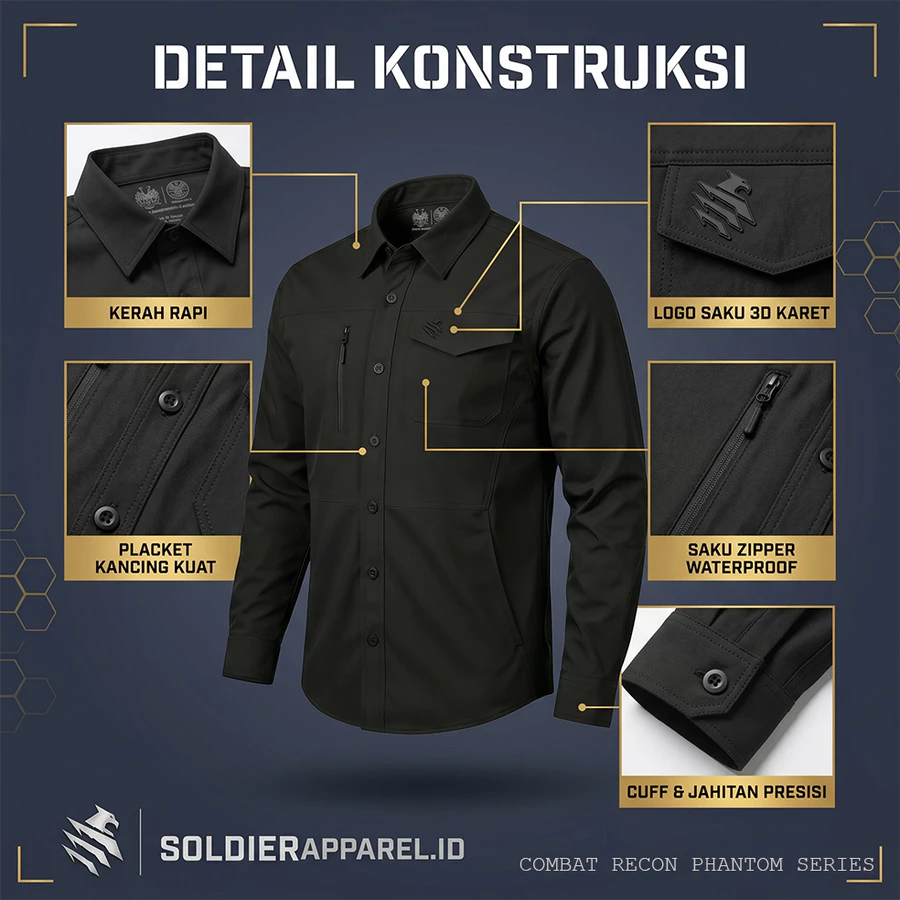 KEMEJA TACTICAL LENGAN PANJANG TWILL STRETCH